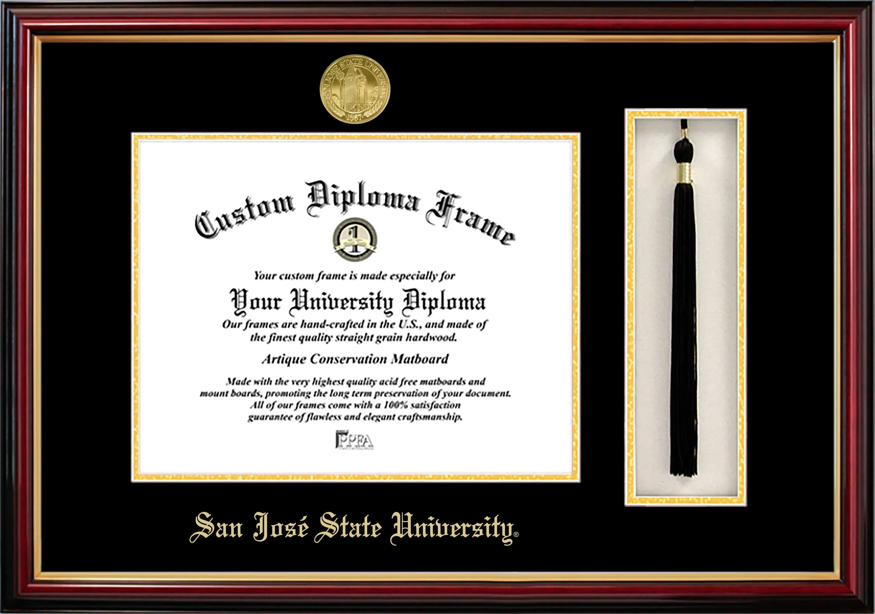 Campus Images CA929PMHGT San Jose State University Tassel Box and Diploma Frame, 8.5" x 11"