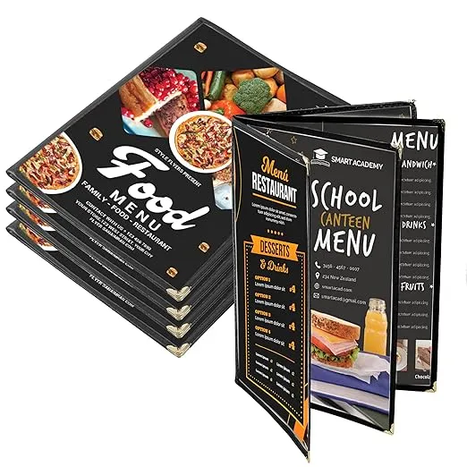 4-PCS Menu Covers 8.5 x 11 Inch Menu-Holder - 4 Page 8 View Restaurant Menu B...