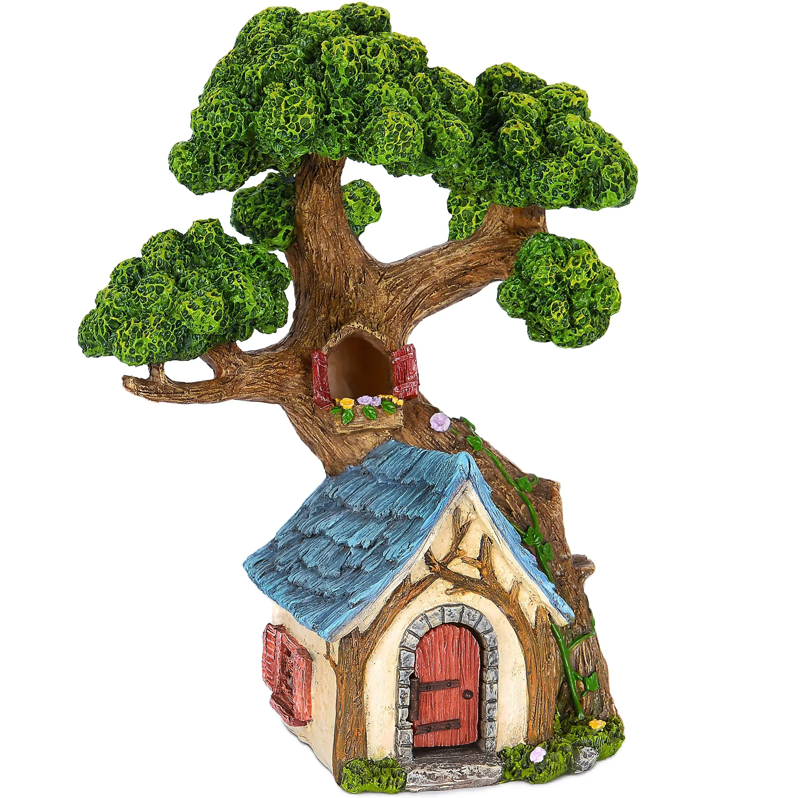 Mood Lab Fairy House - Fairy Garden Miniature Tree House - 8.5 inch Tall Outdoor ...