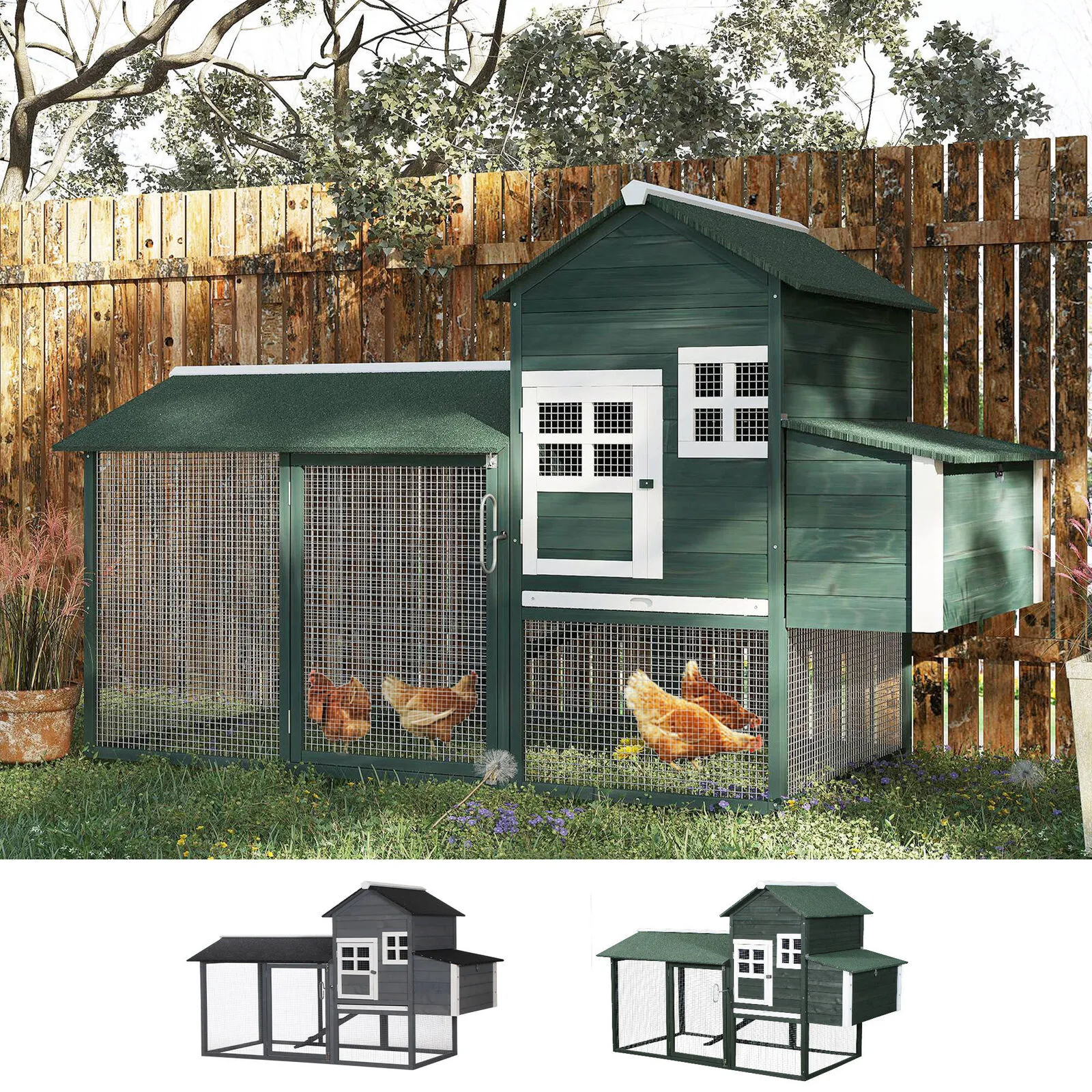 84&#034; Wooden Chicken Coop Backyard Nest Box Hen House Wood Poultry Hutch Nesting