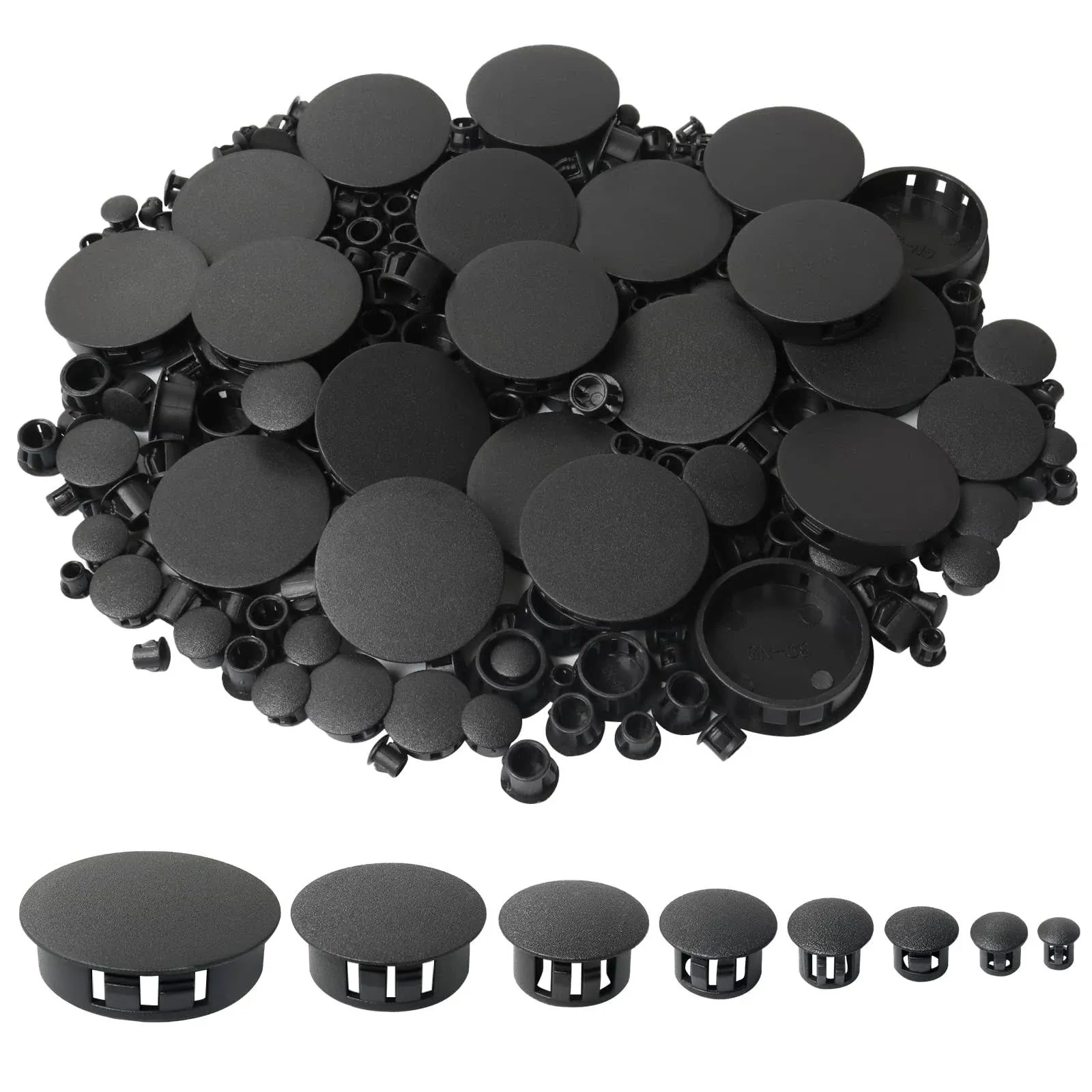 320Pcs 8 Sizes Black Plugs Hole Plastic Hole Plugs Hole Round Plugs, Plastic ...