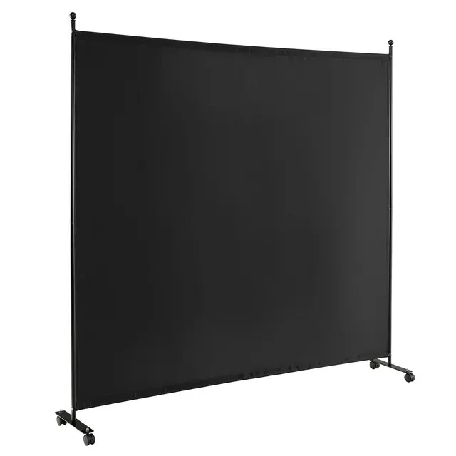 Costway 6FT Single Panel Room Divider with Wheels Rolling Fabric Partition Privacy Screen Brown