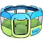 Pet Life All-Terrain Lightweight Easy Folding Wire Framed Collapsible Travel Pet Playpen, Blue