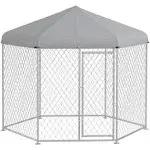 PawHut 9.2' x 8' x 7.7' Dog Kennel Outdoor w/ Waterproof Roof, Gray