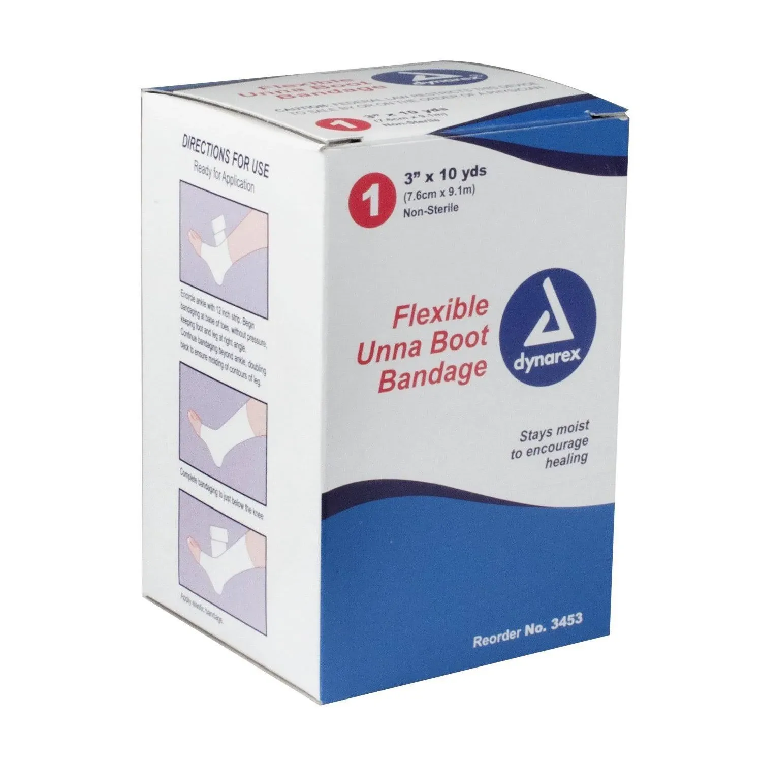 Dynarex Unna Boot Bandage, Individually Packaged, Provides Customized Compression as Treatment for Leg Ulcers with Calamine, Soft Cast, White, 4” x 10 yds, 1 Case of 12 Unna Boot Bandages