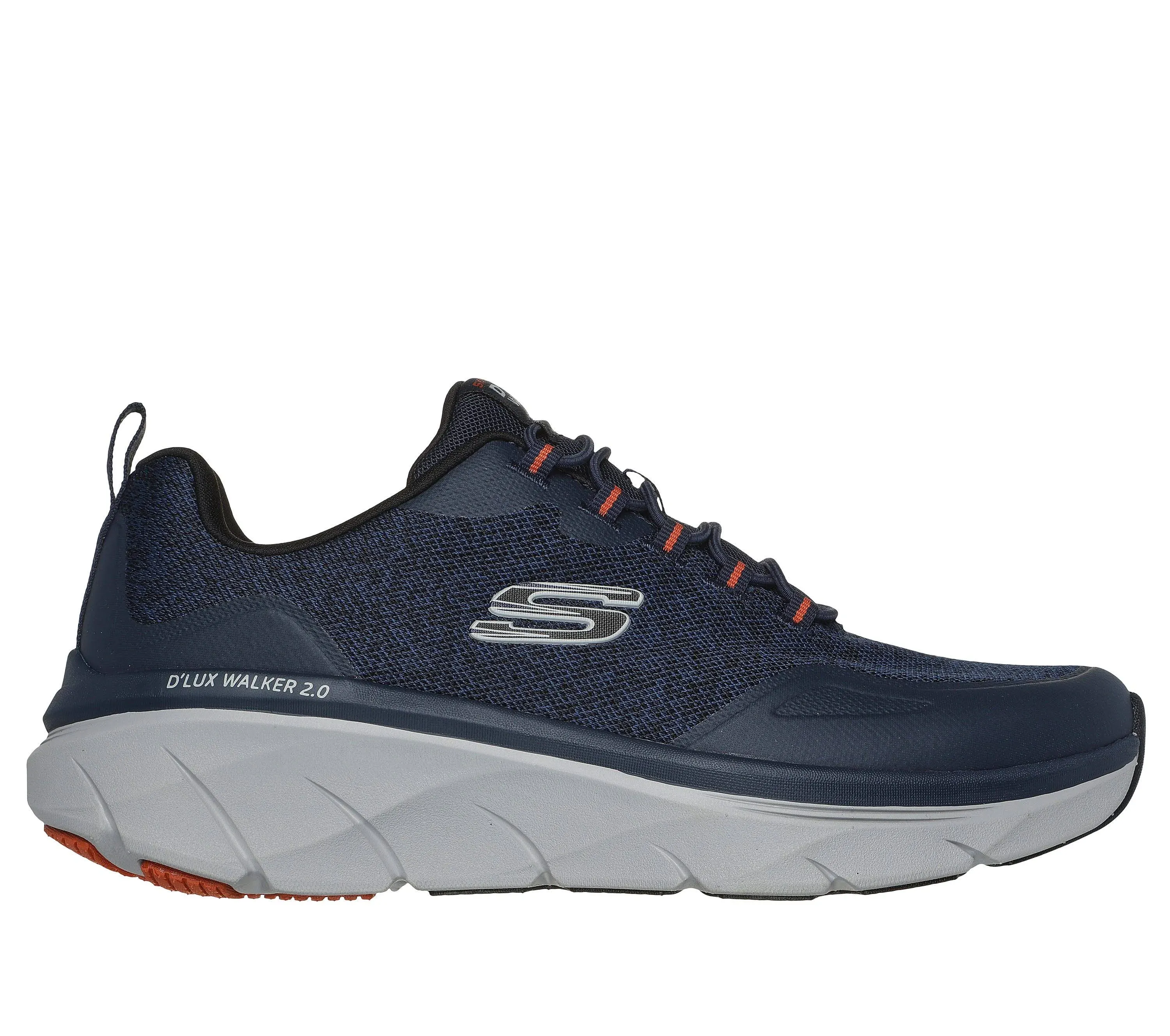 Skechers Relaxed Fit D'Lux Walker 2.0 Steadyway Men's Shoes, Size: 8 Wide, Navy Orange