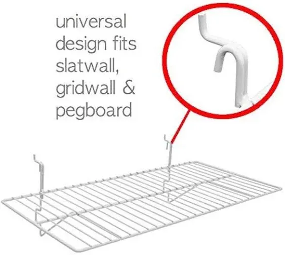 Only Hangers White Wire Slatwall/Gridwall Shelves 24" L x 12" D Pack of (3) - Available in Pack of 3 and 6 (Pack of 3)