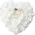 Wedding Ring Pillow, White Ring Polypropylene Pillow Lace Crystal Rose Wedding Heart Ring Box Ring Holder