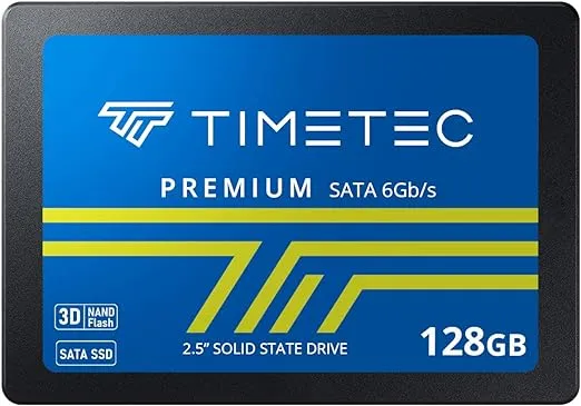 Timetec 128GB SSD 3D NAND TLC SATA III 6Gb/s 2.5 Inch 7mm (0.28") Read Speed Up to 520 MB/s 100TBW SLC Cache Performance Boost Internal Solid State Drive for PC Computer Desktop and Laptop (128GB)