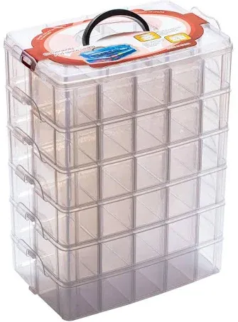 Sooyee 6 Layers Stackable Storage Container Clear 60 Adjustable Compartments,Compatible with Small Toys Arts and Crafts Piping Tips Hardware Storage Organizer