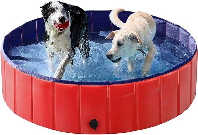 Yaheetech Dog Pet Bath Pool Foldable Hard Plastic Doggie Duck Swimming Pool Collapsible PVC Outdoor Bathing Tub Dog Pools for Large Small Dogs-47 x