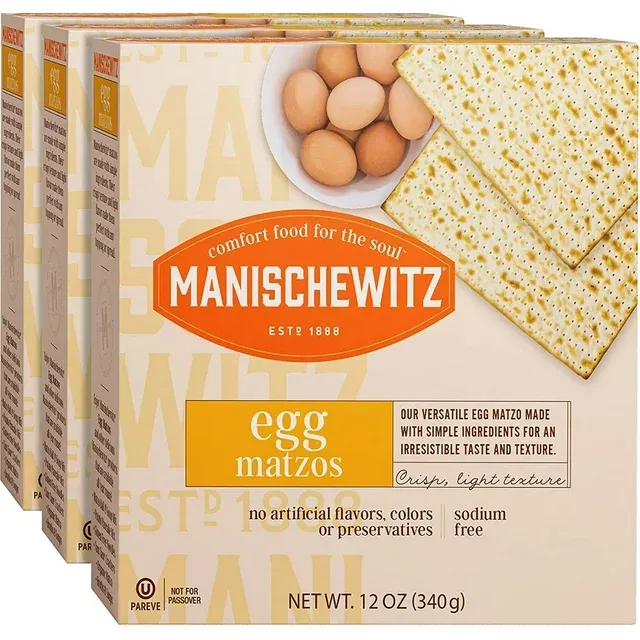 Manishewitz Passover Egg Matzo 10.5Oz (3 Pack) | Thin, Crisp &amp; Light Texture, No