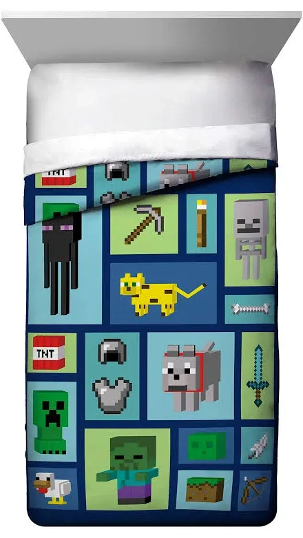 Minecraft Good Day Twin/Full Cooling Comforter - Super Soft Kids Bedding Features Creeper- Fade Resistant Polyester Microfiber Fill (Official Minecraft Product)