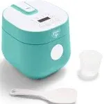 GreenLife Healthy Ceramic Nonstick 4-Cup Rice Oats and Grains Cooker, PFAS-Free, Dishwasher Safe Parts, Turquoise