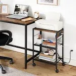  Industrial Printer Stand, 3-Tier Mobile Printer Table, Rustic Brown + Black