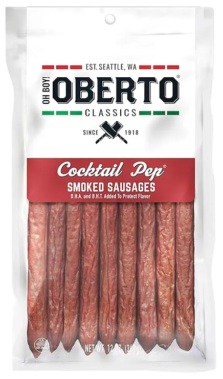 Oh Boy! Oberto Classics Cocktail Pep Smoked Sausages, 12 Ounce