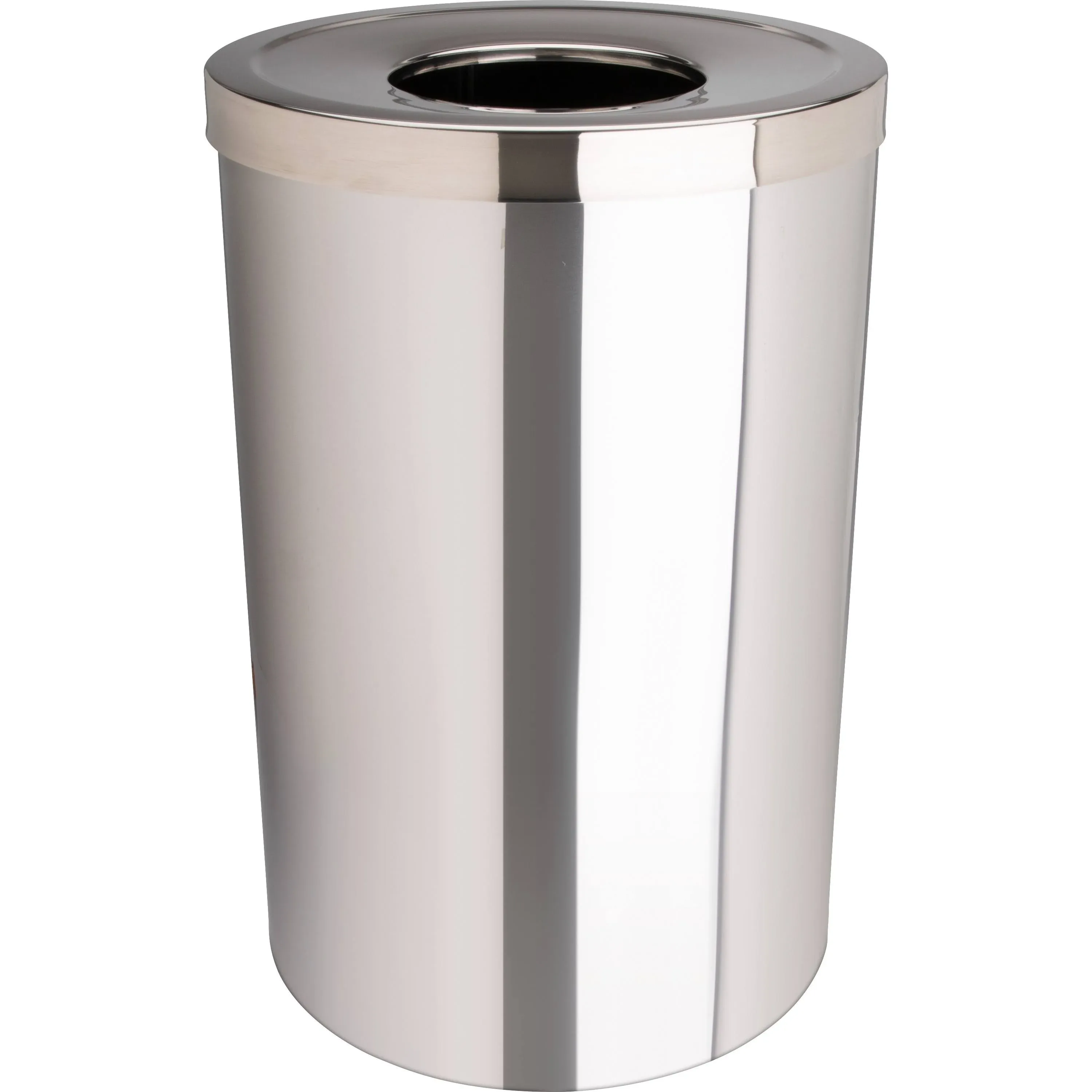 Genuine Joe Stainless Steel Round Open Mouth Trash Can, 30 Gallon