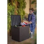 Keter City Box Brown 30 Gallon Resin Deck Box for Patio Furniture, Pool Accessories, and Outdoor Toys