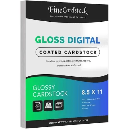 Double-Sided Heavyweight Gloss Digital C2S Cardstock – Perfect for Color Laser Printing, Flyers, Brochures, Photos | 8.5" x 11" | 100lb Cover | Acid Free, Glossy Coated on Both Sides | 50 Sheets