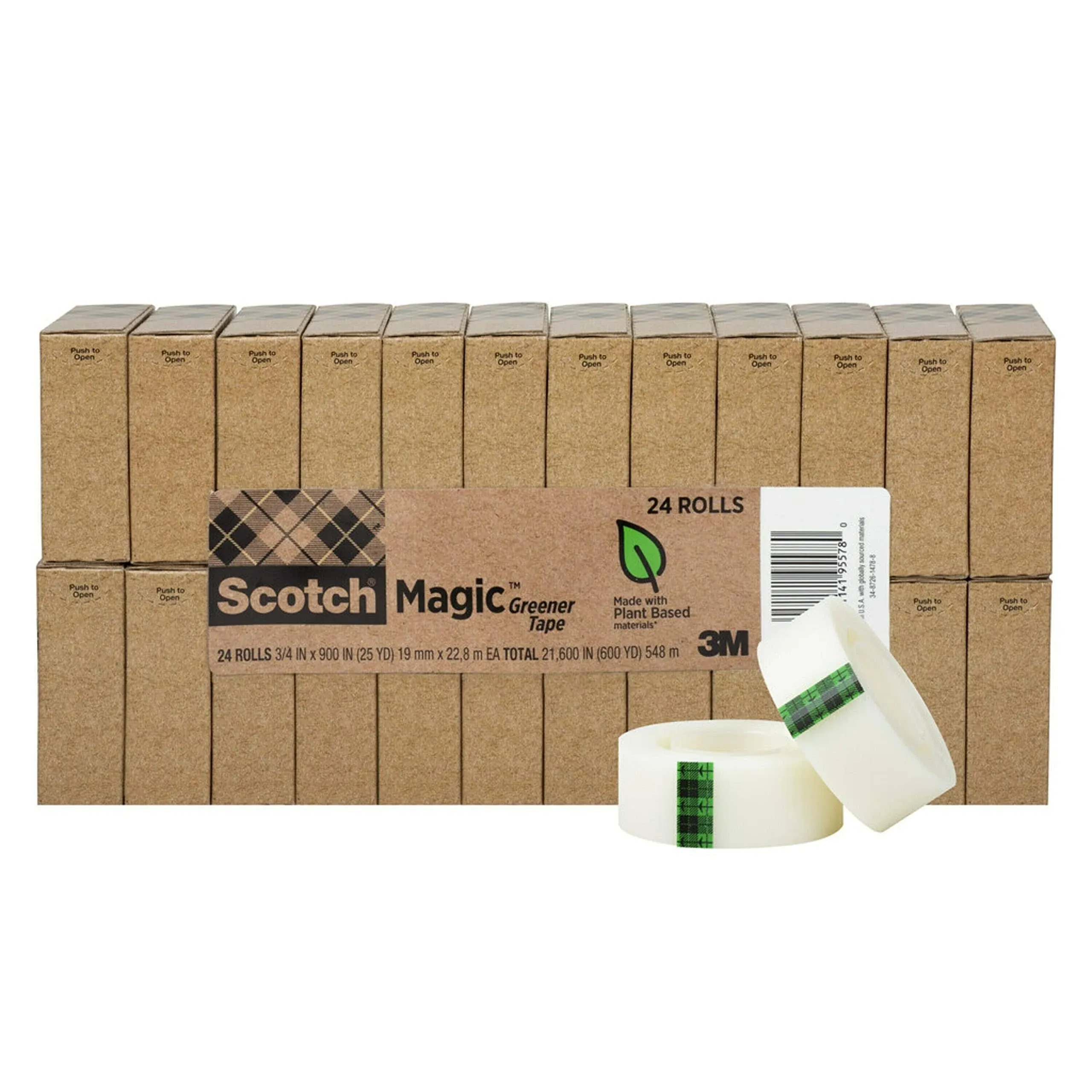 Scotch MMM81224P Magic Greener Tape 3/4" 900" 1" Core - 24 rolls