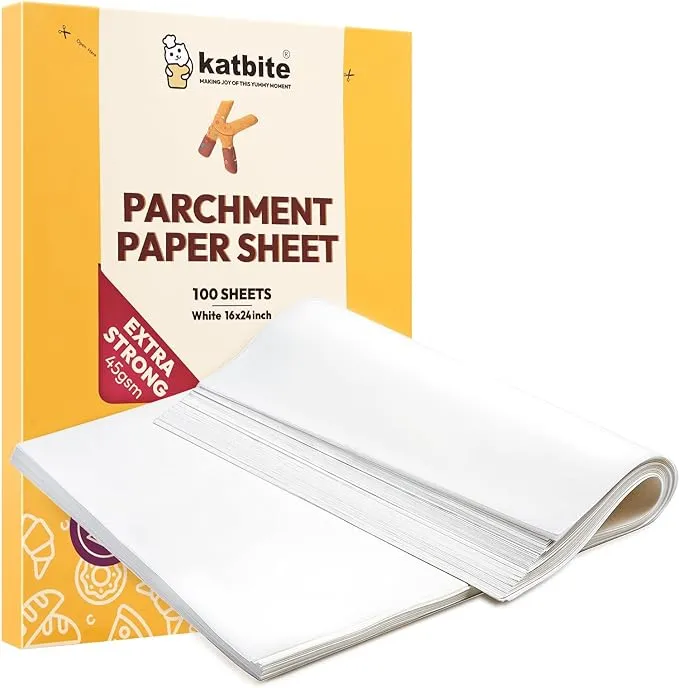 Katbite 500 Pcs Parchment Paper, 16x24 Inches Baking Paper, Heavy Duty & Non-stick Parchment Paper Sheets, Pre-cut Parchment Paper Baking Sheets is Perfect for Grilling and Wrapping Foods