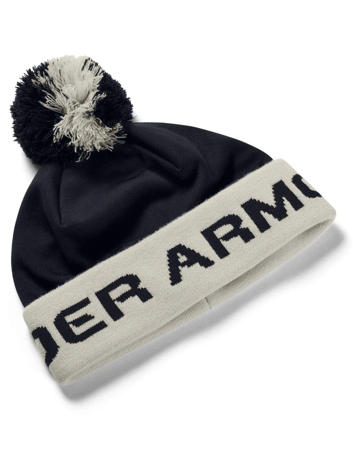 Under Armour Youth Boys Pom Beanie Black Smoke White NWT - OSFM