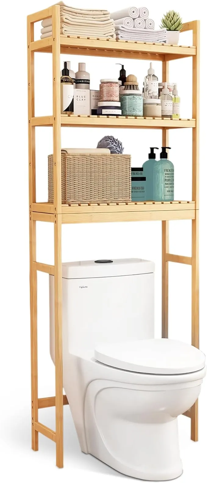 Elegant Bathroom Space Saver Shelf | Universal Bathroom Over Toilet Storage Cabinet | Fits All Toilets | Easy Assembly Over Toilet Shelf Organizer for Tidy Bathrooms | 10.2”Dx24.8”Wx64.1”H