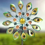 Flower Wind Spinner Swivel Kinetic Outdoor Lawn Garden Decor Patio Stake Yard