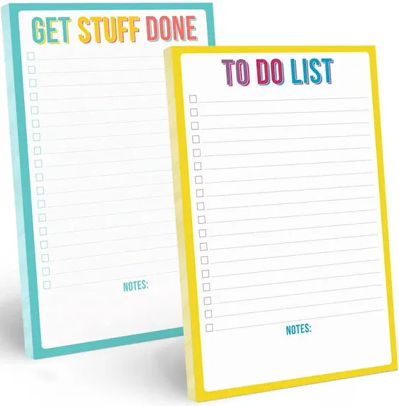 2 to Do List Notepads - Set of Two 50 Sheet 5.5 x 8.5 Note Pads for Daily and ...