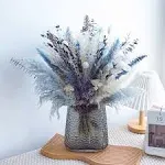 Natural Dried Pampas Grass Bouquet, Boho Home Decor Table Centerpiece, Pampas Grass Eucalyptus Decor, Dried Flower Arrangement for Home Wedding Decoration