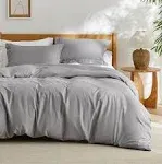 Bedsure Grey Duvet Cover Full Size Soft Brushed Microfiber Duvet Cover Set 3 Pieces with Zipper Closure 1 Duvet Cover 80x90 I