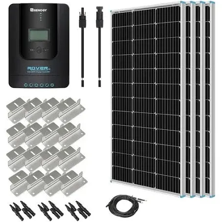 Renogy 400W 12V Monocrystalline Solar Starter Kit - 4x100W Panels, 40A MPPT Charge Controller - For RV, Marine, Off-Grid