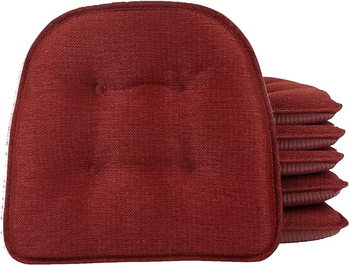 Twillo Marine Tufted Chair Pad - Set of 6 - Red