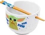 Star Wars Mandalorian Grogu 20oz Ceramic Ramen Bowl with Chopsticks