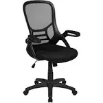 Black High Back Mesh Ergonomic Swivel Office Chair with Flip Up Arms