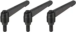 uxcell M8 x 15mm Handle Adjustable Clamping Lever Thread Push Button Ratchet Male Threaded Stud Knobs Locking Rotating Screw Handles Quick Release Bolt Black 3pcs