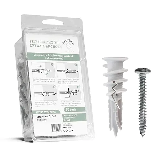 Premium Splitting Nylon 66 Self-Drilling Drywall Anchors and Screws Kit | Use...