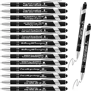 Fumete Bible Verse Ballpoint Pens Christian Stylus Pens with Inspirational Quotes Bible Verse Pens Bulk Gift for Touch Screens Women Men Church Favor Office Desk, Black Ink (84 Pcs)