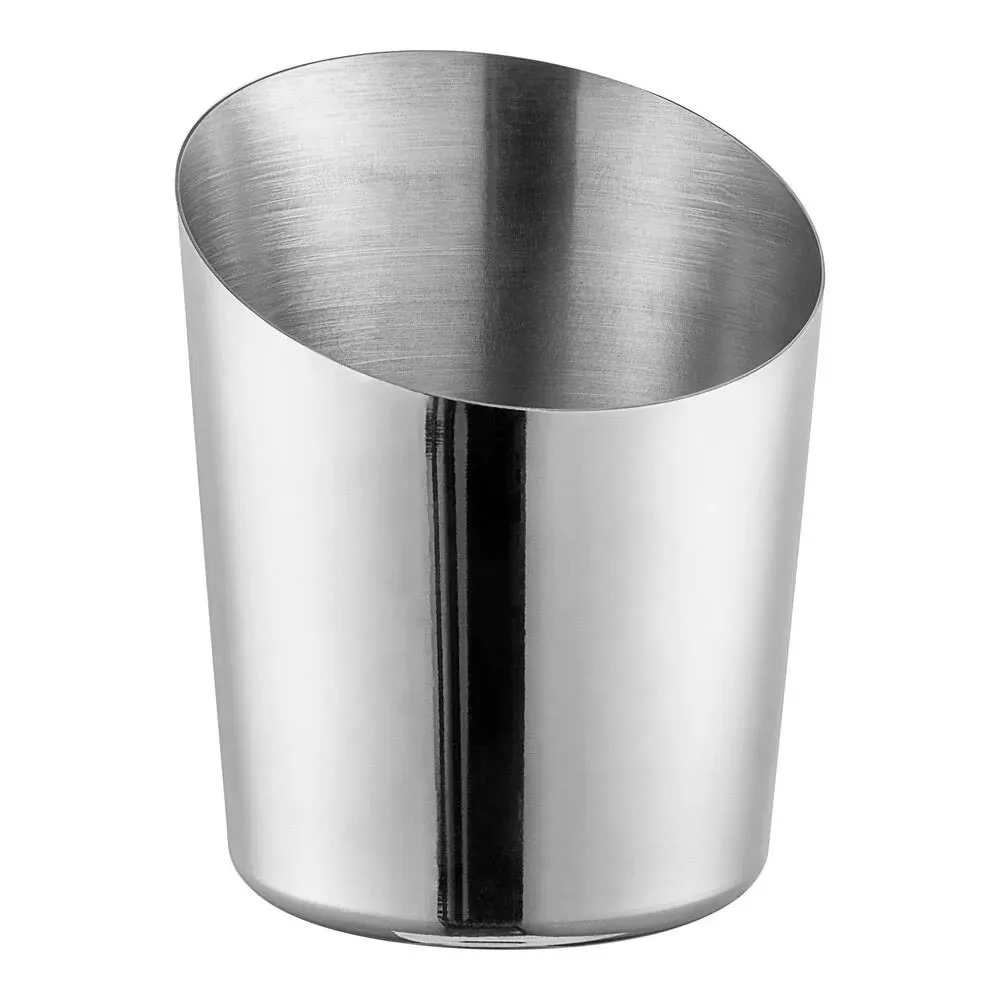 Thunder Group SLFFC005 French Fry Cup, 14 oz., 3-3/8" x 4-1/2"H, Angled, Stainless Steel Mirror Finish, Pack of 12