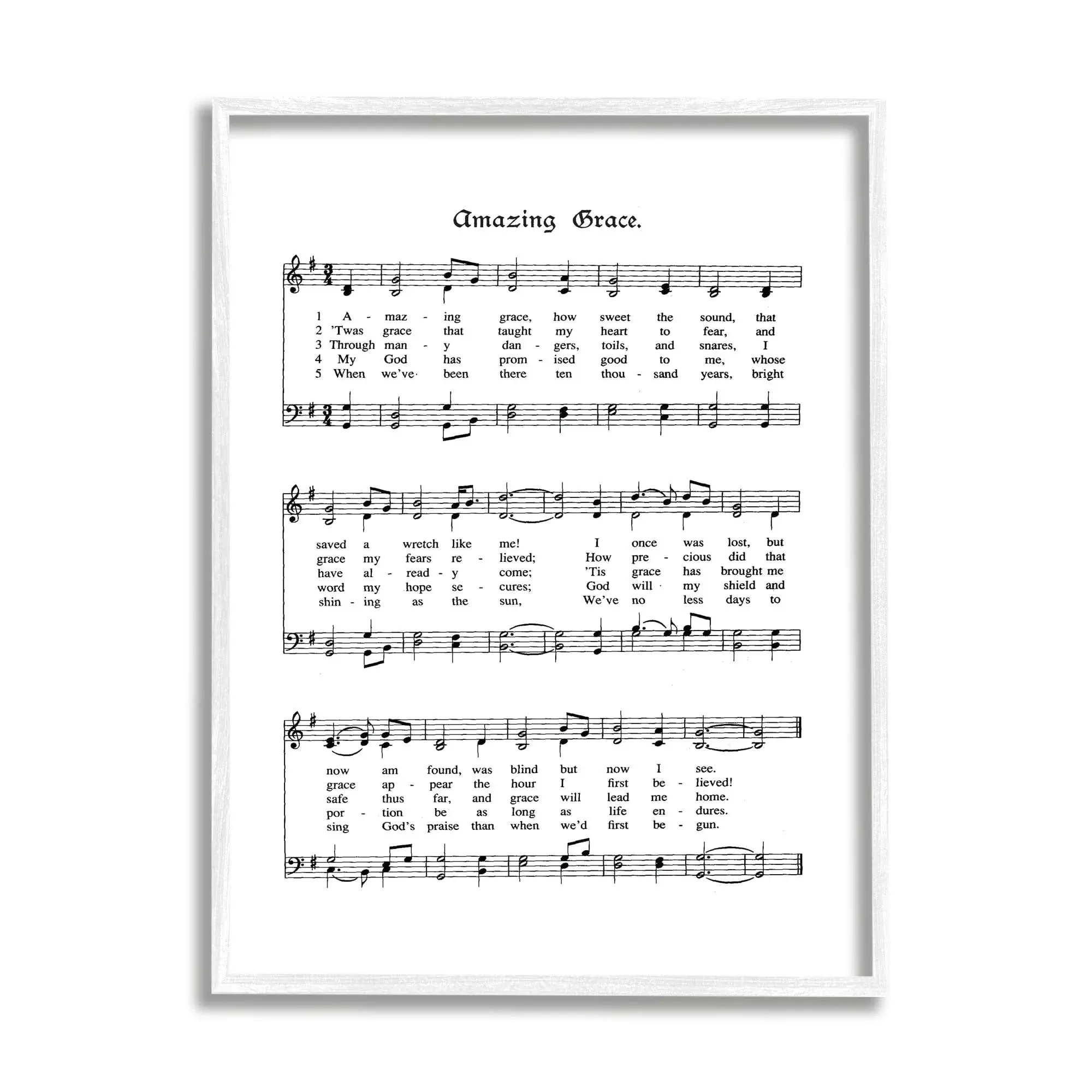 Stupell Industries Amazing Grace Vintage Sheet Music, Design by Lettered and ...