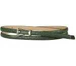 Allegra K Womens Skinny Embossed Leather Belts Alloy Pin Buckle Belt for Jeans Dresses Pants, Dark Olive Green / 104cm/41''