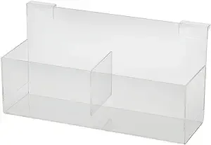 Clear Acrylic Double Display Bin - 14"L x 4-1/2"W x 4-1/2"D - for Slatwall or ...