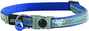 Rogz Reflective Cat Collar with Breakaway Clip and Removable Bell, fully adjustable to fit most breeds, Blue Floral Design