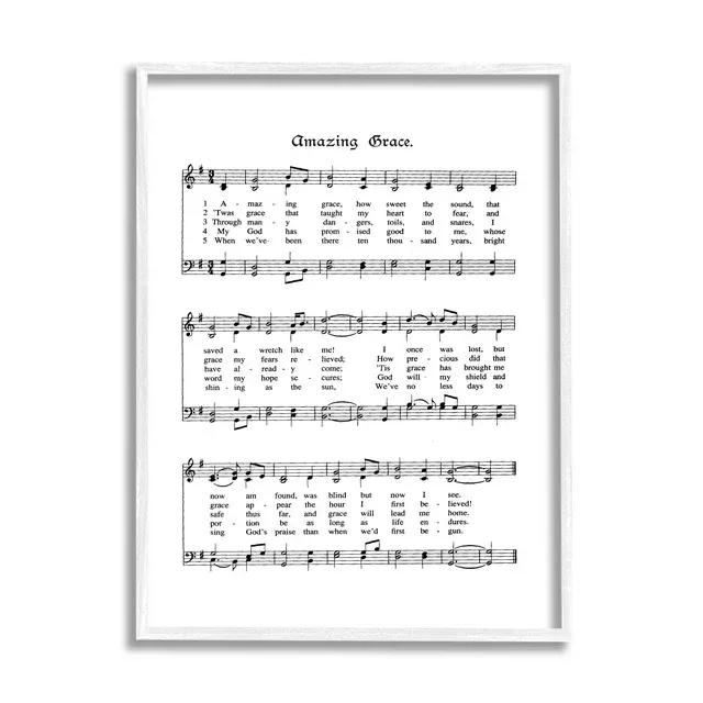 Stupell Industries Amazing Grace Vintage Sheet Music, Design by Lettered and ...