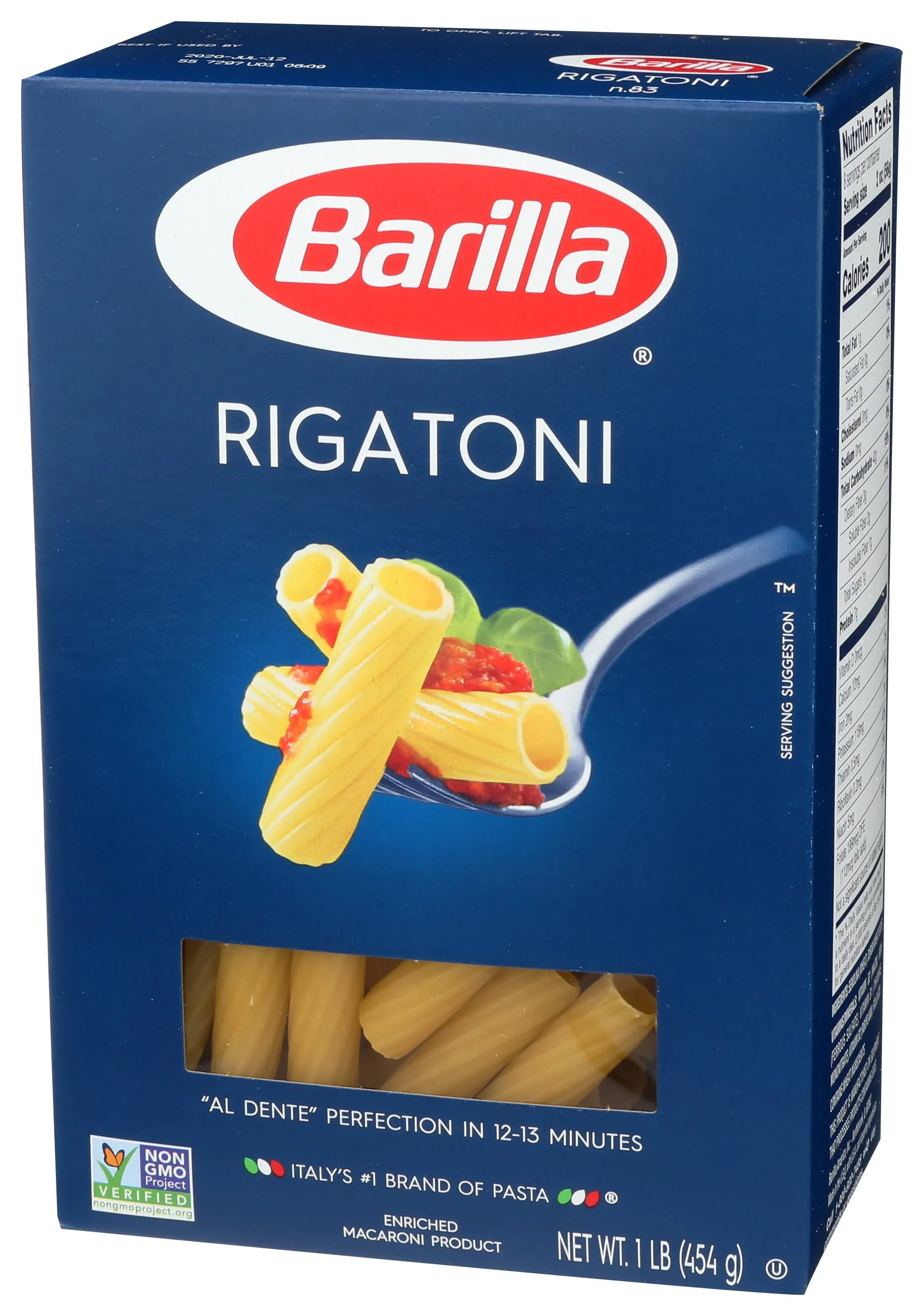 Barilla Mezzi Rigatoni Pasta, 16 oz. Box (Pack of 12) - Non-GMO Pasta Made with Durum Wheat Semolina - Kosher Certified Pasta