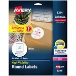 Avery High-Visibility Labels, 2-1/2" Diameter, 300 Labels (5294)