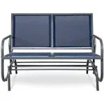 Nuu Garden Navy 2-Seat Steel Padded Sling Outdoor Patio Glider