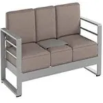 Crested Bay Outdoor Aluminum Khaki Sofa with Tray