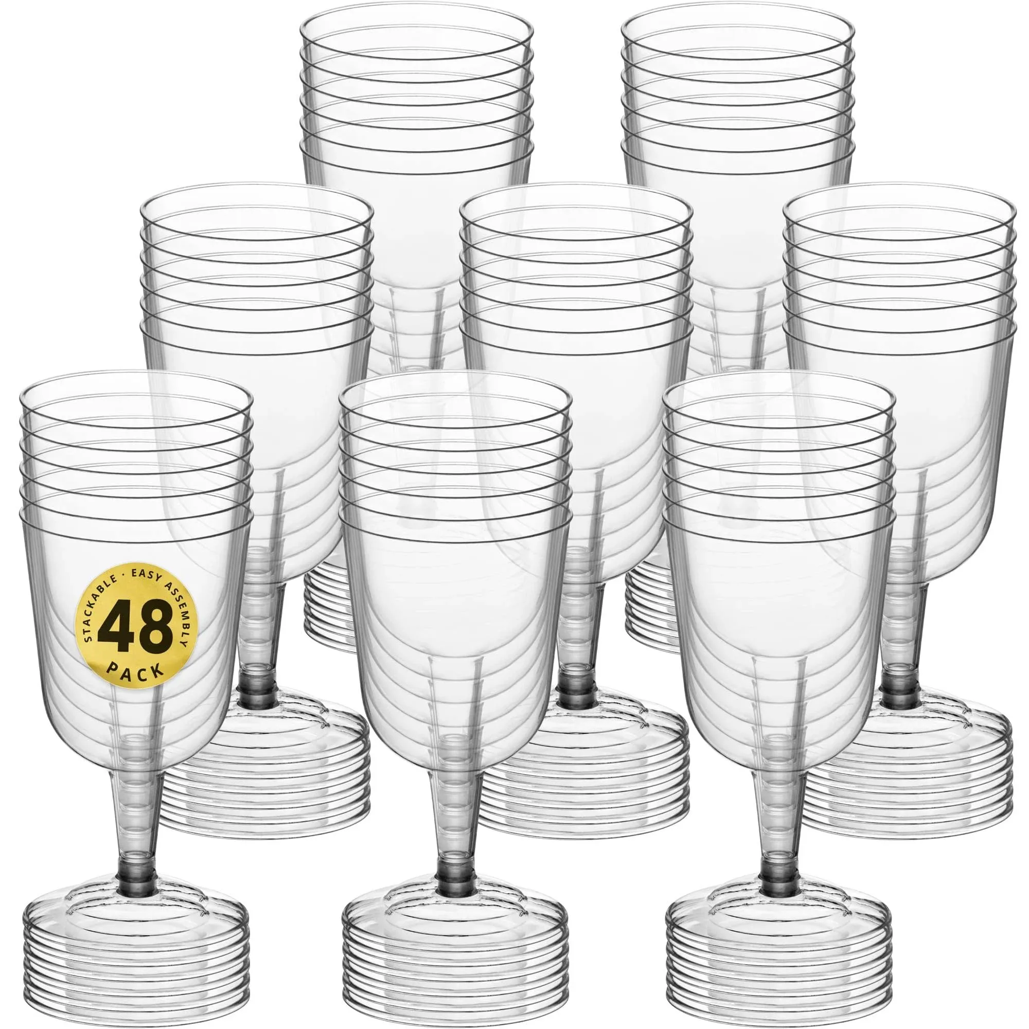 Decorrack 48 Wine Glasses, 6 oz Plastic Party Cups, Size: One Size