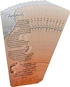 Footprints Inspirational Poem Sandy Waves Cardstock Bookmarks